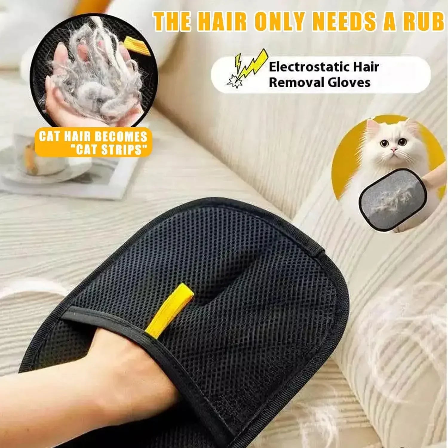 Pet Hair Removal Brush and Glove Kit for Dogs and Cats - Double-Sided Deshedding Tool for Effective Fur Cleaning on Carpets
