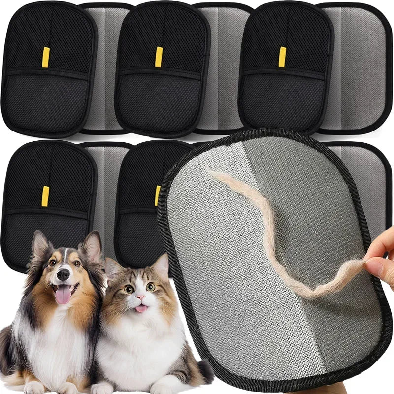 Pet Hair Removal Brush and Glove Kit for Dogs and Cats - Double-Sided Deshedding Tool for Effective Fur Cleaning on Carpets