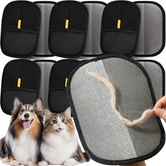 Pet Hair Removal Brush and Glove Kit for Dogs and Cats - Double-Sided Deshedding Tool for Effective Fur Cleaning on Carpets