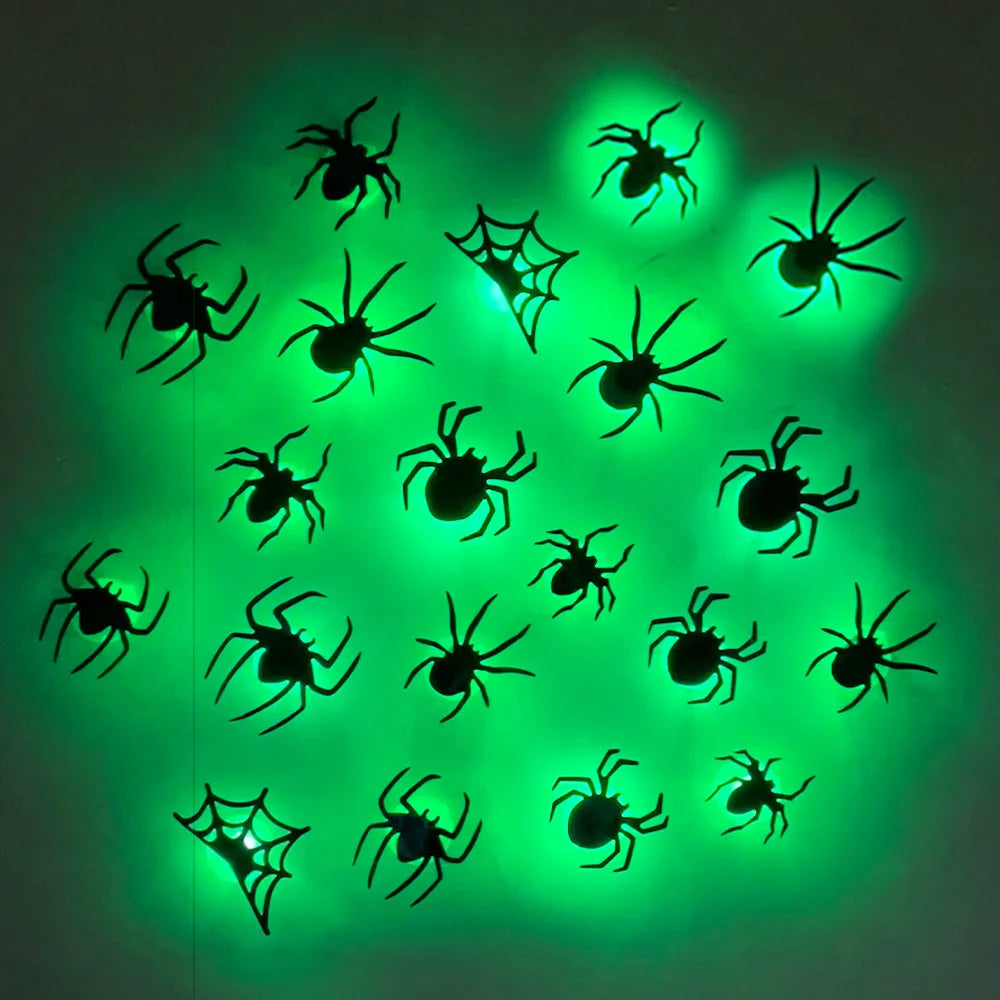 Glow-in-the-Dark 3D LED Bat and Spider Wall Decor for Indoor/Outdoor Halloween Celebrations