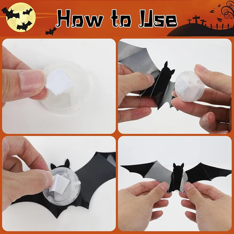 Glow-in-the-Dark 3D LED Bat and Spider Wall Decor for Indoor/Outdoor Halloween Celebrations